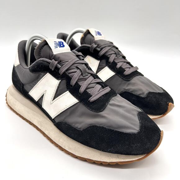 New Balance 237 Shoes Mens Size 9 Black White Suede Nylon Retro Running MS237GA - Picture 5 of 10